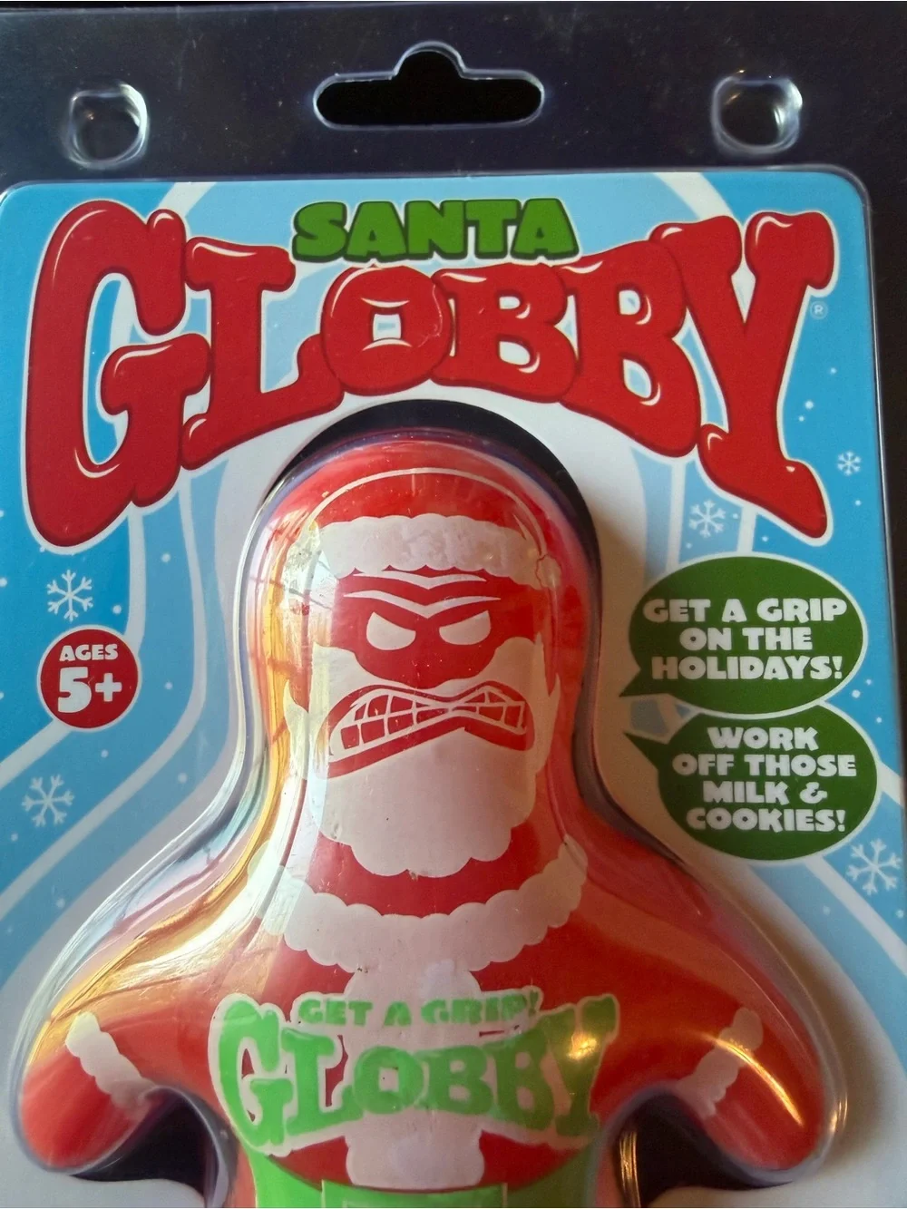 New Schylling Globby Santa Squishy Stress Relief Fidget Toy Get a Grip 5+